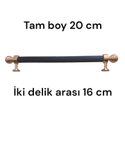 Aliminyum Siyah Yuvarlak Gold Başlikli Dolap Kulp 16 cm