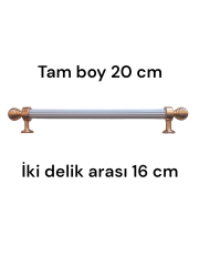 Aliminyum Beyaz  Yuvarlak Gold Başlikli Dolap Kulp 16 cm