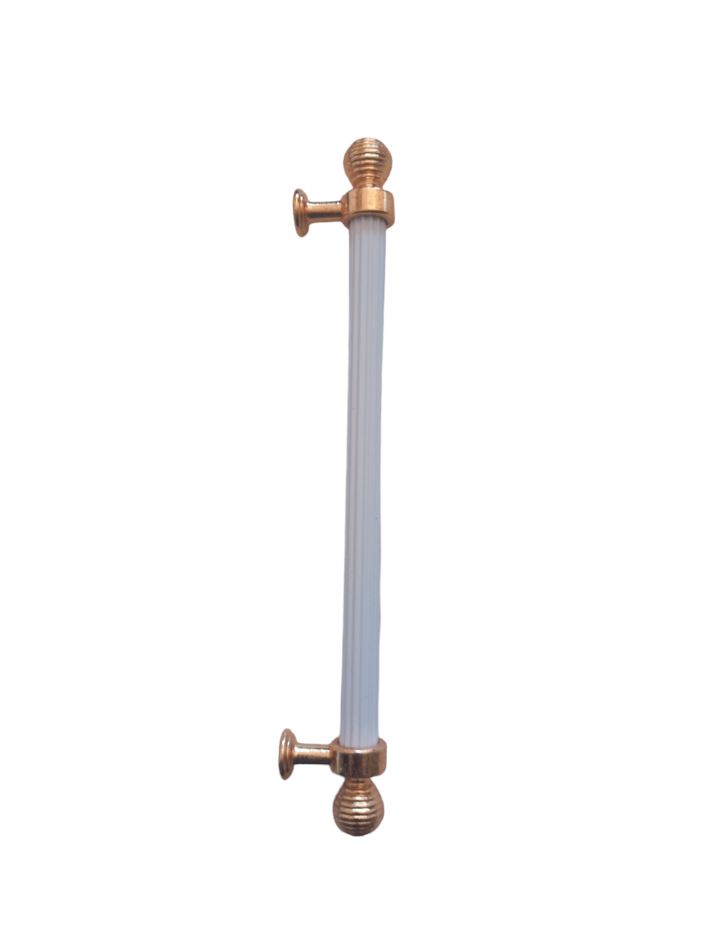 Aliminyum Beyaz  Yuvarlak Gold Başlikli Dolap Kulp 16 cm