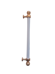Aliminyum Beyaz  Yuvarlak Gold Başlikli Dolap Kulp 16 cm