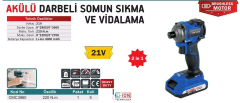 21 WATT  AKÜLÜ DARBELİ SOMUN SIKMA VE VİDALAMA