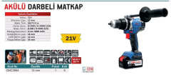 21 WATT  AKÜLÜ DARBELİ MATKAP