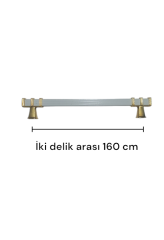160 cm Şık Tasarım Beyaz Gold Yüzüklü Kare Kulp