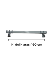 160 cm Şık Tasarım Beyaz Krom  Yüzüklü Kare Kulp