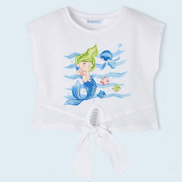 Mayoral Mermaid Adventures Tişört Ön Kesimli ve Bağcıklı - Beyaz