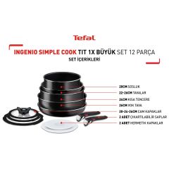 Tefal Titanyum Ingenio Simple Cook 1x Büyük Set - 12 Parça