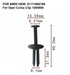 Starklips - Opel & Bmw Ön Tampon Klipsi Geniş Gövde 1400804 - 90414659 - 51111964186