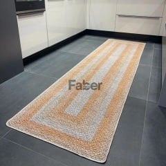 Sarı Şeritli Dekoratif Jüt Mutfak Halısı