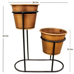 Çift Ayaklı Bakır Metal Çiçek Standı