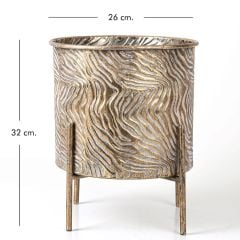Dekoratif Eskitme Gold Metal Çiçeklik