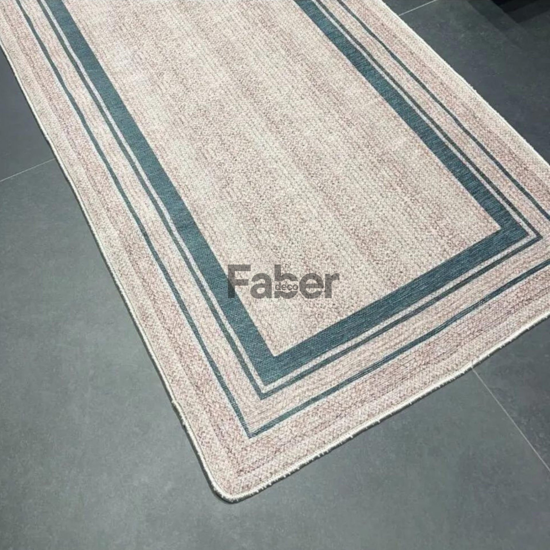 Şerit Desenli Bej Dekoratif Jüt Mutfak Halısı