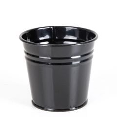 Dekoratif Siyah Parlak Kaplamalı Metal Saksı