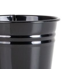 Dekoratif Siyah Parlak Kaplamalı Metal Saksı