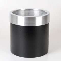 El Yapımı Gümüş Çerçeveli Siyah Metal Saksı