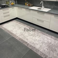 Saçaksız Gri Dekoratif Mutfak Halısı