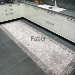 Saçaksız Gri Dekoratif Mutfak Halısı