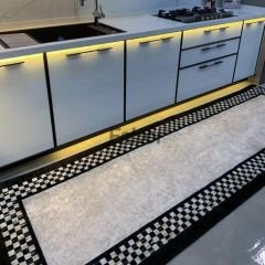Siyah Beyaz Dama Desenli Dekoratif Mutfak Halısı 130x190