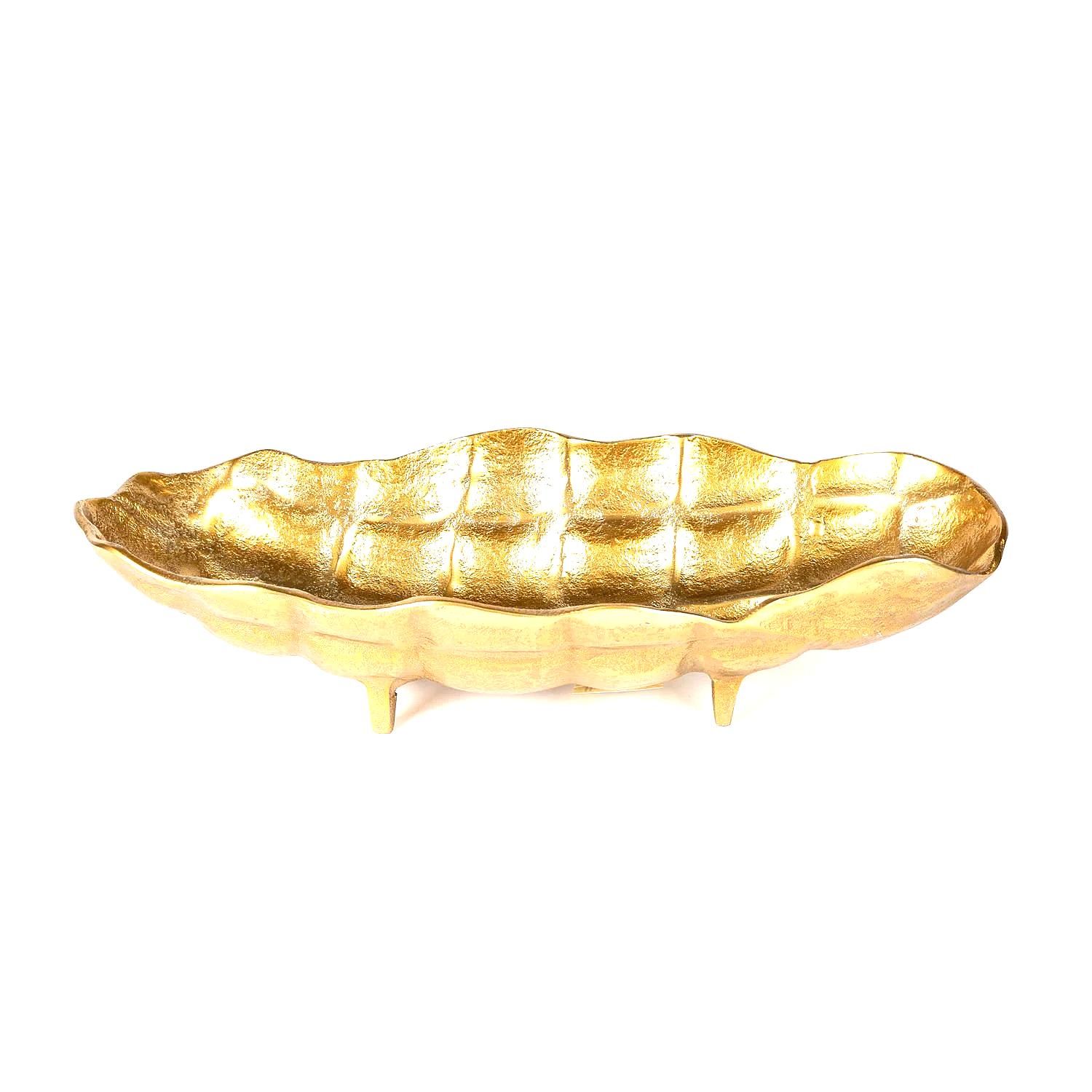 Altın Kaplama Ayaklı Oval Kase Obje