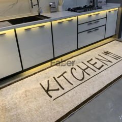 Kahverengi Saçaklı Dekoratif Mutfak Halısı