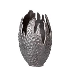 El Yapımı Eskitme Gümüş Metal Vazo