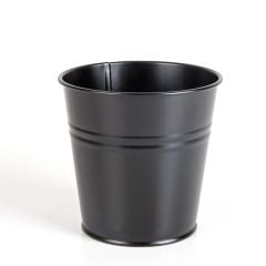 Dekoratif Siyah Mat Kaplamalı Metal Bitki Kabı