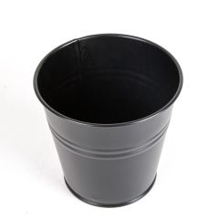 Dekoratif Siyah Mat Kaplamalı Metal Bitki Kabı