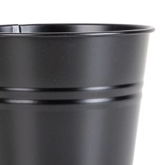 Dekoratif Siyah Mat Kaplamalı Metal Bitki Kabı