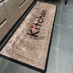 Bej Saçaklı Dekoratif Mutfak Halısı
