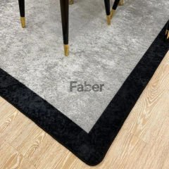 Siyah Çerçeveli Gri Jüt Halı
