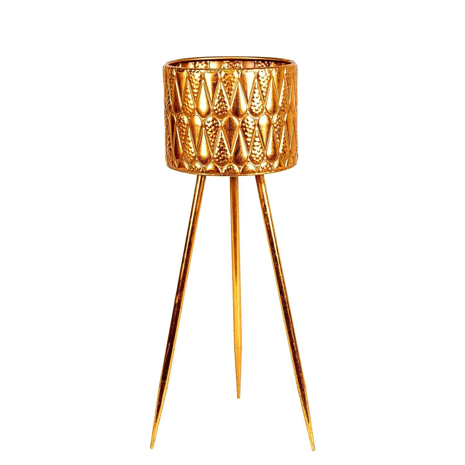 Minimalist Tasarım Altın Damla Desenli Metal Saksı