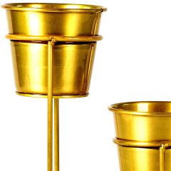 Minimalist Tasarım Altın Renkli İkili Metal Saksı