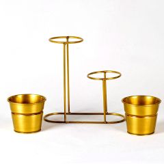 Minimalist Tasarım Altın Renkli İkili Metal Saksı