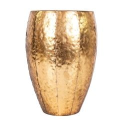 Vintage Altın Renkli Desenli Metal Çiçek Kabı