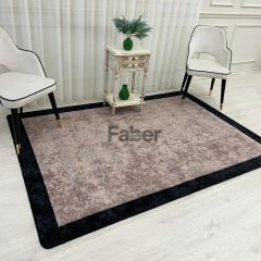 Siyah Kenarlı Kahverengi Modern Halı