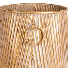 Modern Tasarım Gold Çizgili Metal Saksı