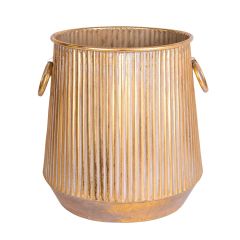 Modern Tasarım Gold Çizgili Metal Saksı