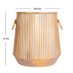 Modern Tasarım Gold Çizgili Metal Saksı