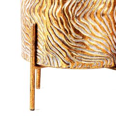 Modern Tasarım Altın Desenli Ayaklı Metal Saksı