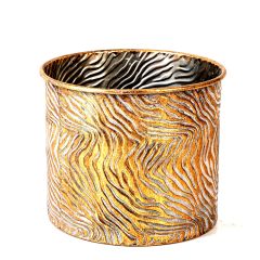 Modern Tasarım Altın Desenli Ayaklı Metal Saksı