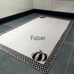 Kabak Motifli Kare Desenli Mutfak Halısı