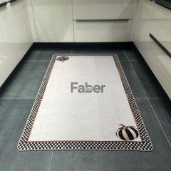 Kabak Motifli Kare Desenli Mutfak Halısı