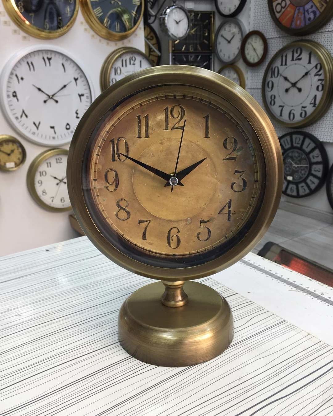 Antik Eskitme Gold Pirinç Dekoratif Masa Saati