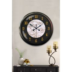 Modern Beyaz Gold Mermer Desenli Siyah Dekoratif Duvar Saati