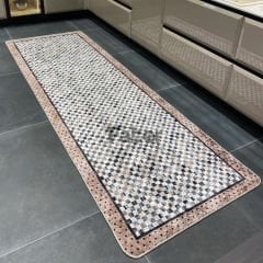 Mozaik Desenli Kahverengi Dekoratif Mutfak Halısı