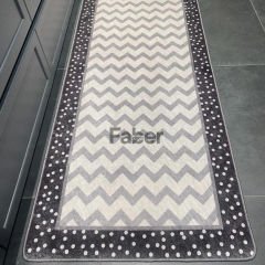 Gri Zigzag Desenli Mutfak Halısı 100x200