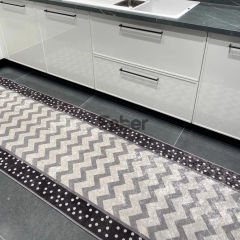 Gri Zigzag Desenli Mutfak Halısı 100x200