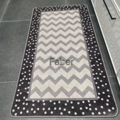 Gri Zigzag Desenli Mutfak Halısı 100x200