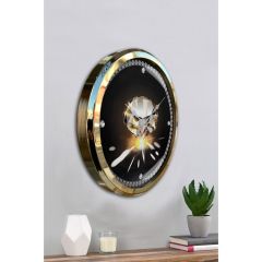 Modern Gold Çerçeveli Elmas Desenli Dekoratif Duvar Saati