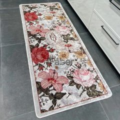 Renkli Çiçek Desenli Dekoratif Mutfak Halısı