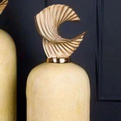 Modern Gold Desenli Küçük Seramik Silindir Küp Dekoratif Vazo